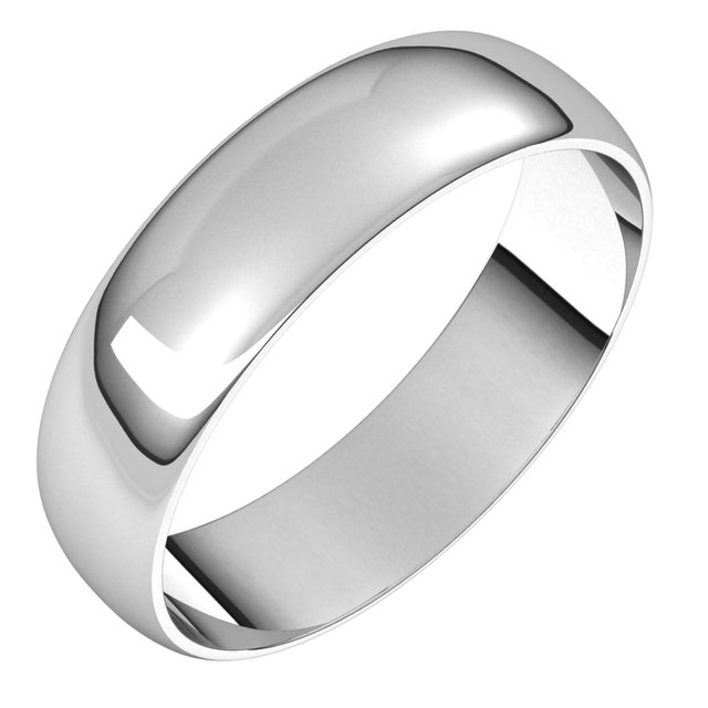 Sterling Silver 5 mm Half Round Ultra-Light Band Size 9.5