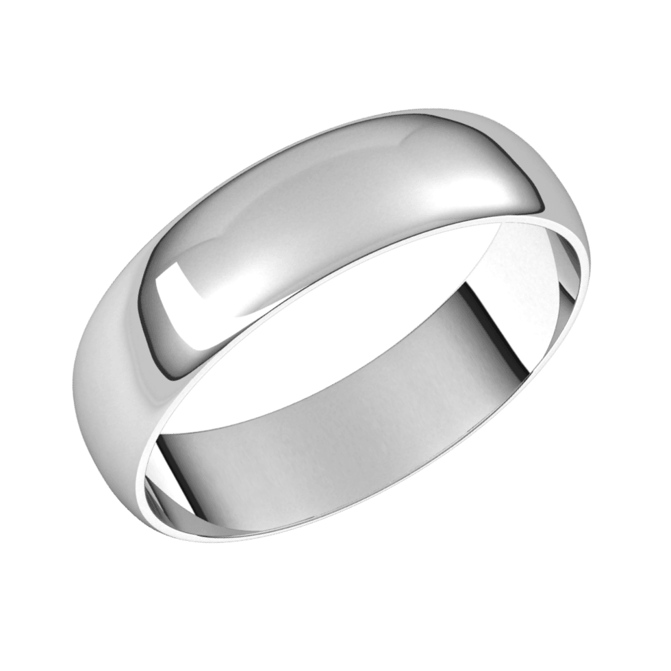 Sterling Silver 5mm Standard Fit Ultra Lightweight Half Round Band