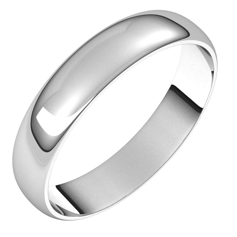 14K White 4 mm Half Round Ultra-Light Band Size 11