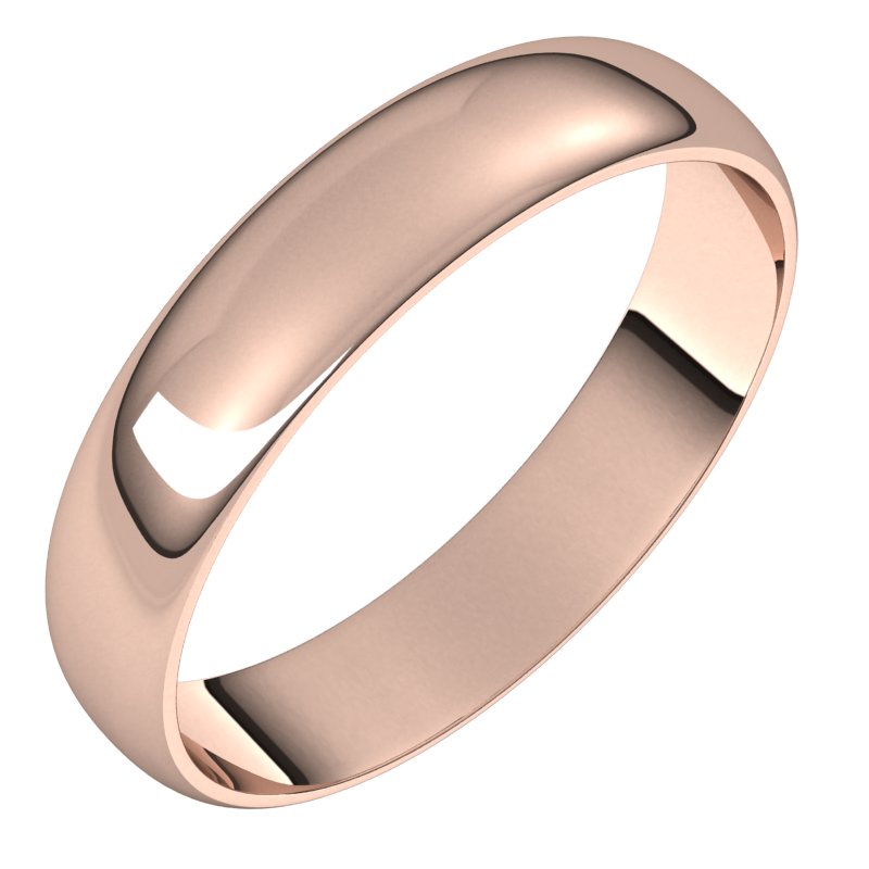 14K Rose 4 mm Half Round Ultra-Light Band Size 14.5