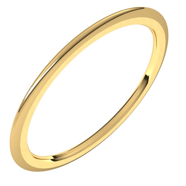 14K Yellow 1 mm Half Round Comfort Fit Band Size 9.5