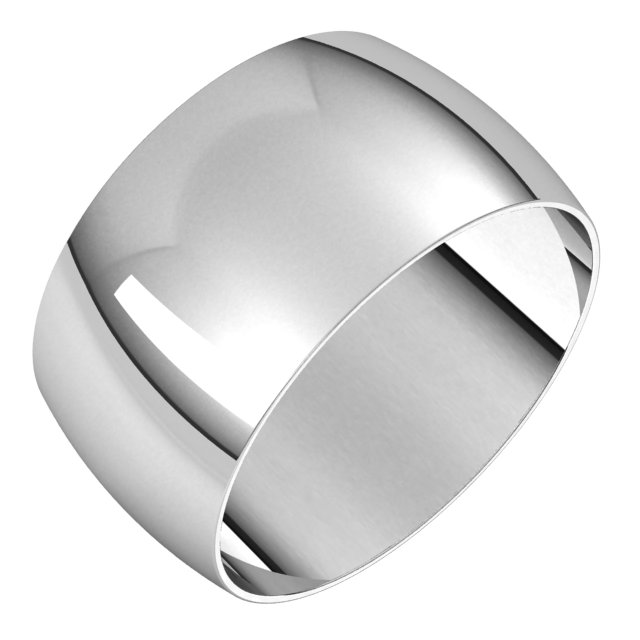 Sterling Silver 10 mm Half Round Ultra-Light Band Size  4