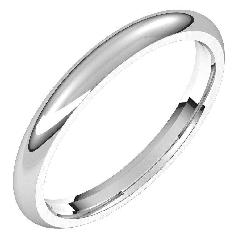 Platinum 2.5 mm Half Round Comfort Fit Band Size 10