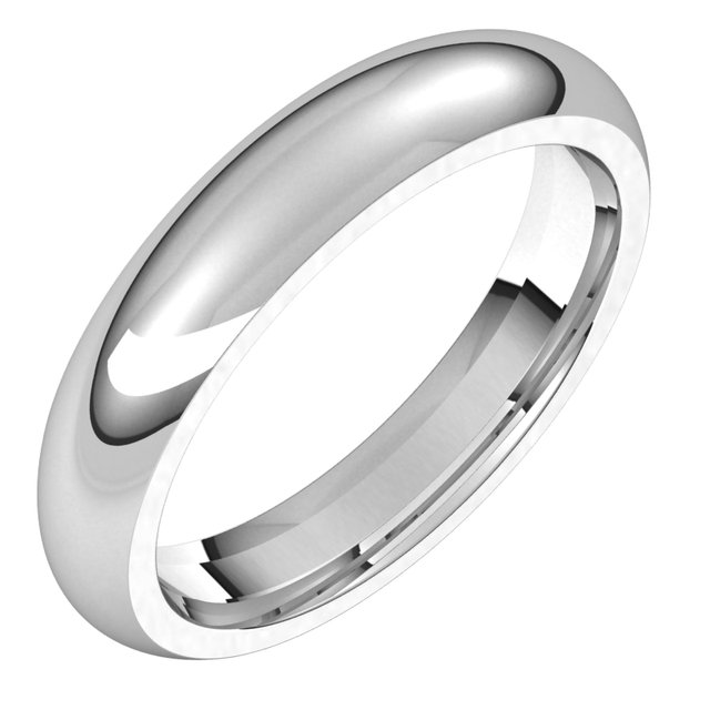 Sterling Silver 4 mm Half Round Comfort Fit Band Size 11