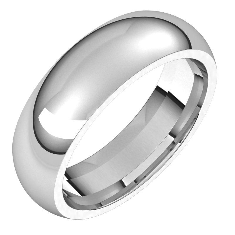 Platinum 6 mm Half Round Comfort Fit Band Size 8