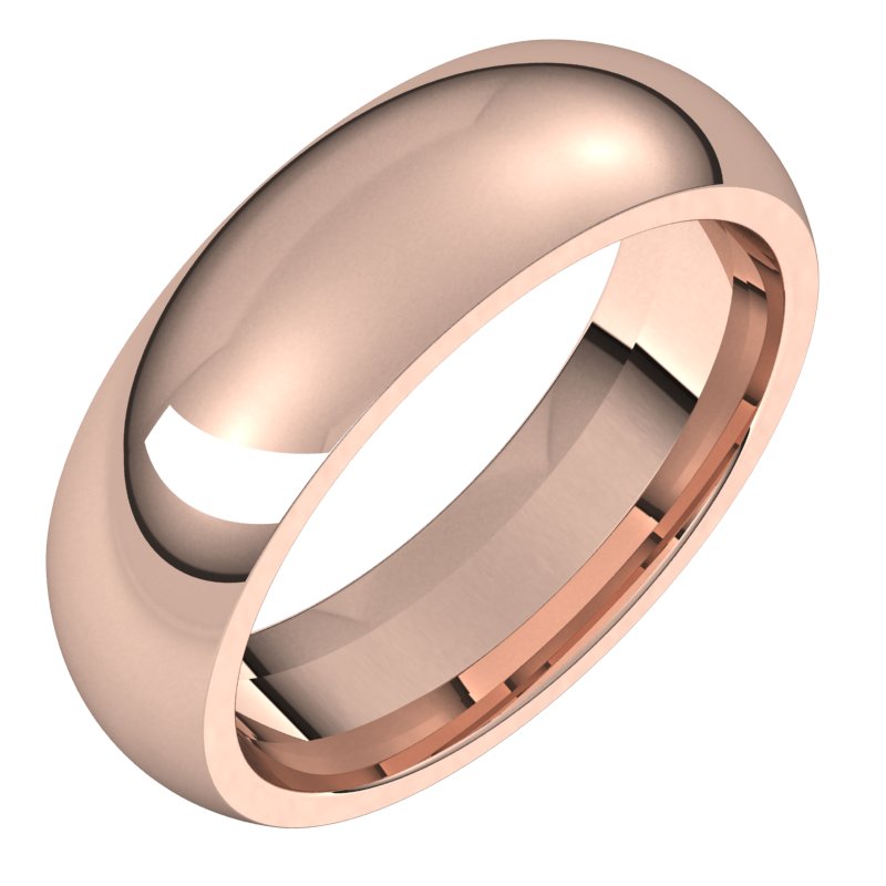 18K Rose 6 mm Half Round Comfort Fit Band Size 8