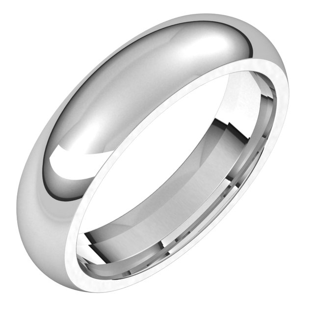 18K White 5 mm Half Round Comfort Fit Band Size 8