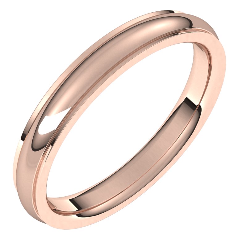 14K Rose 3 mm Comfort Fit Edge Band Size 8