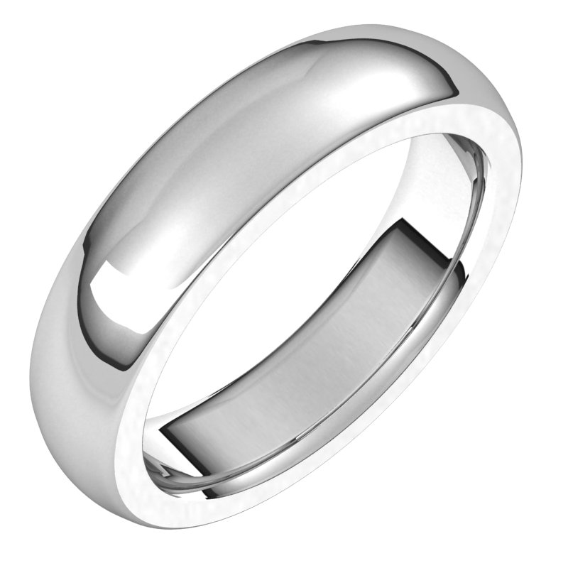 14K White 5 mm Half Round Comfort Fit Heavy Band Size 8.5
