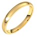 14K Yellow 2.5 mm Half Round Comfort Fit Light Band Size 10