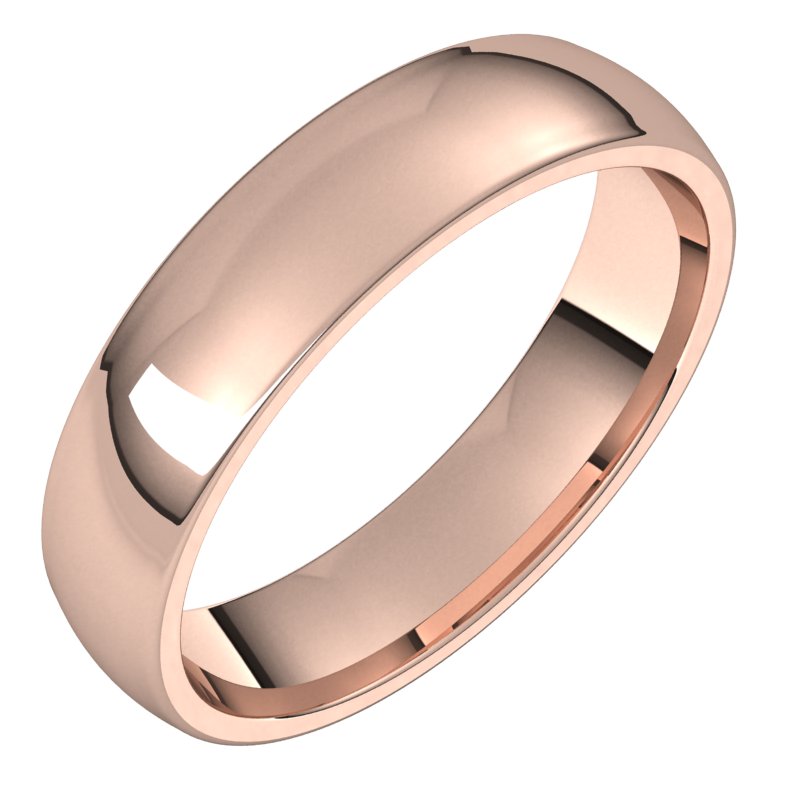 14K Rose 4.5 mm Half Round Comfort Fit Light Band Size 8