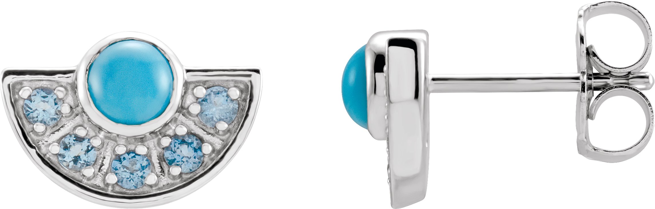 14K White Turquoise and Aquamarine Fan Earrings Ref. 16854633