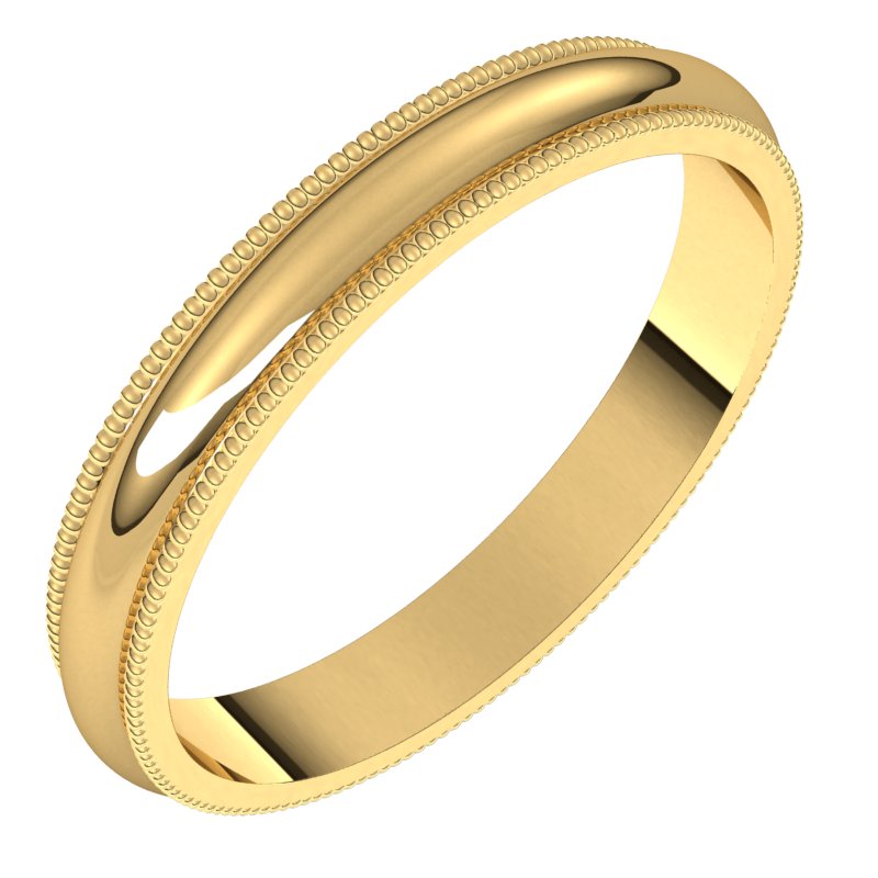 18K Yellow 3 mm Milgrain Half Round Band Size 10.5 Ref 279826