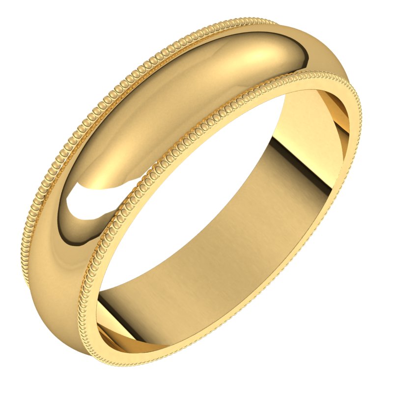 14K Yellow 5 mm Milgrain Half Round Band Size 10.5