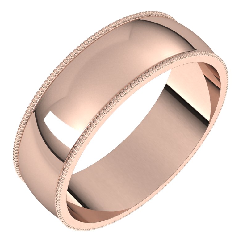 14K Rose 6 mm Milgrain Half Round Light Band Size 11 Ref 3556581