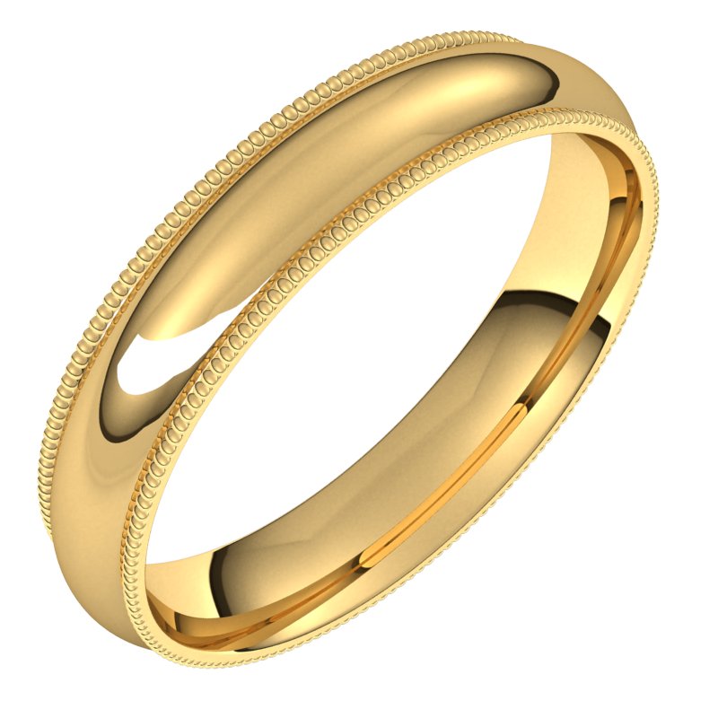 14K Yellow 4 mm Milgrain Half Round Comfort Fit Band Size 10.5