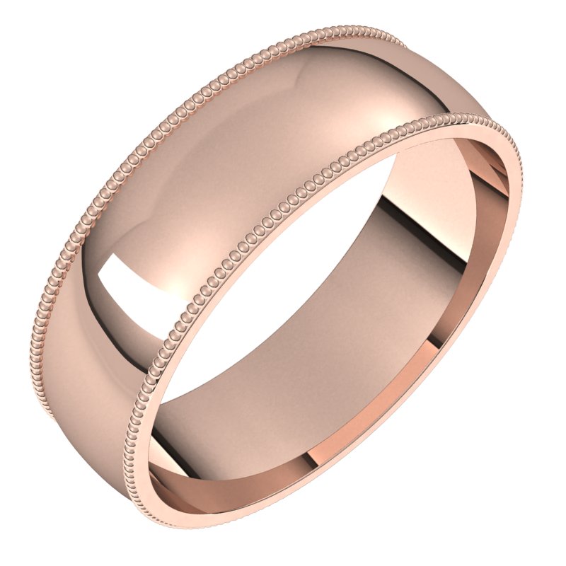 14K Rose 6 mm Milgrain Half Round Comfort Fit Band Size 11.5 Ref 3375238