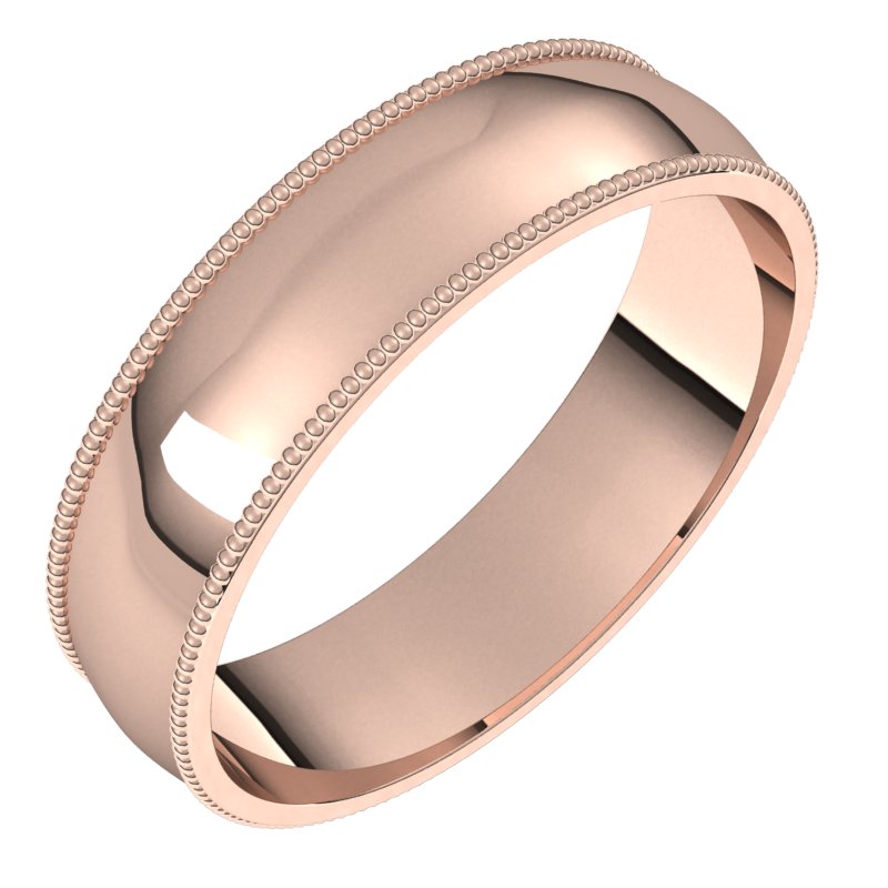 14K Rose 5 mm Milgrain Half Round Comfort Fit Band Size 10 Ref 8865314