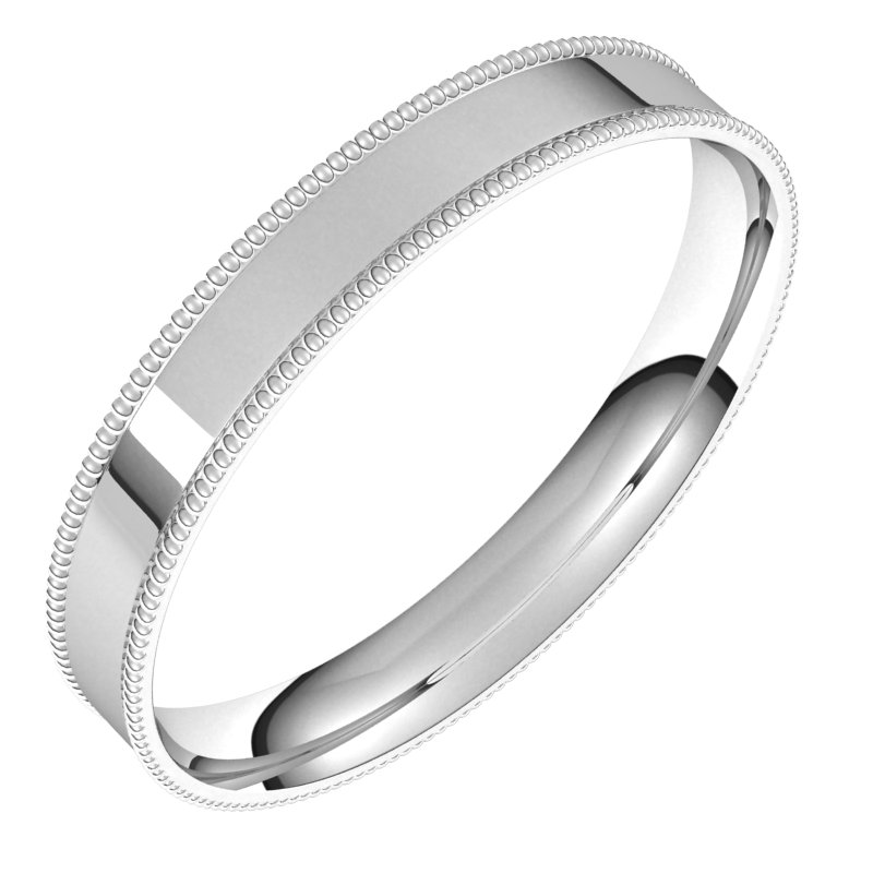 Platinum 3 mm Milgrain Flat Comfort Fit Band Size 10 Ref 15018502