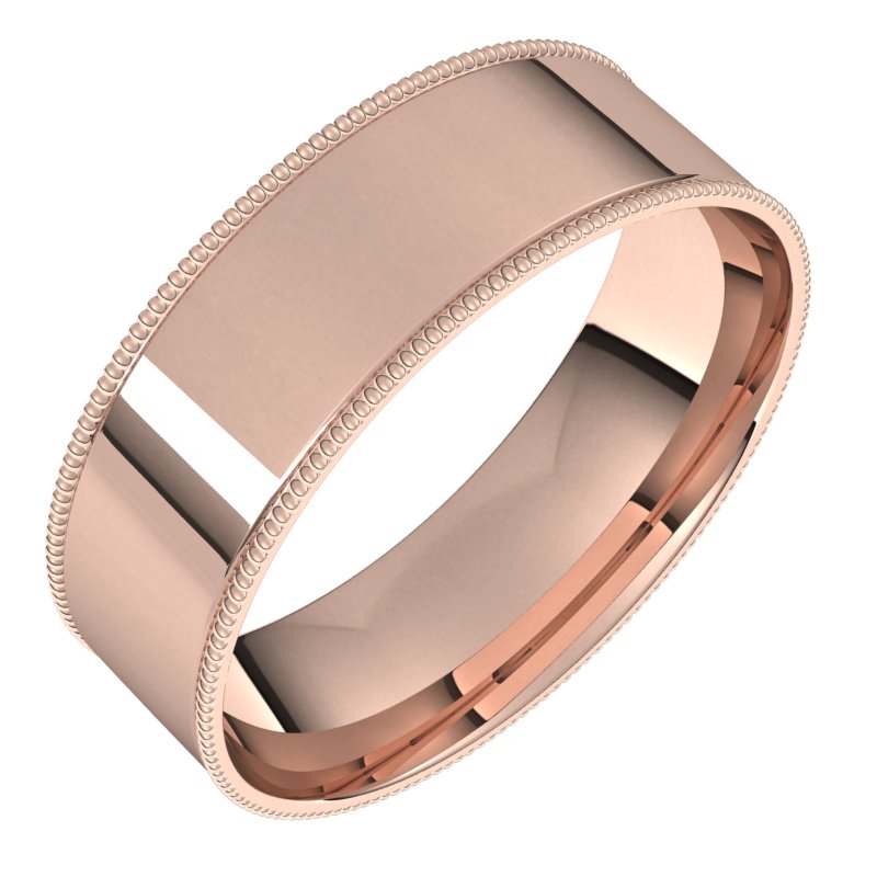 10K Rose 6 mm Milgrain Flat Comfort Fit Band Size 10.5 Ref 15018669