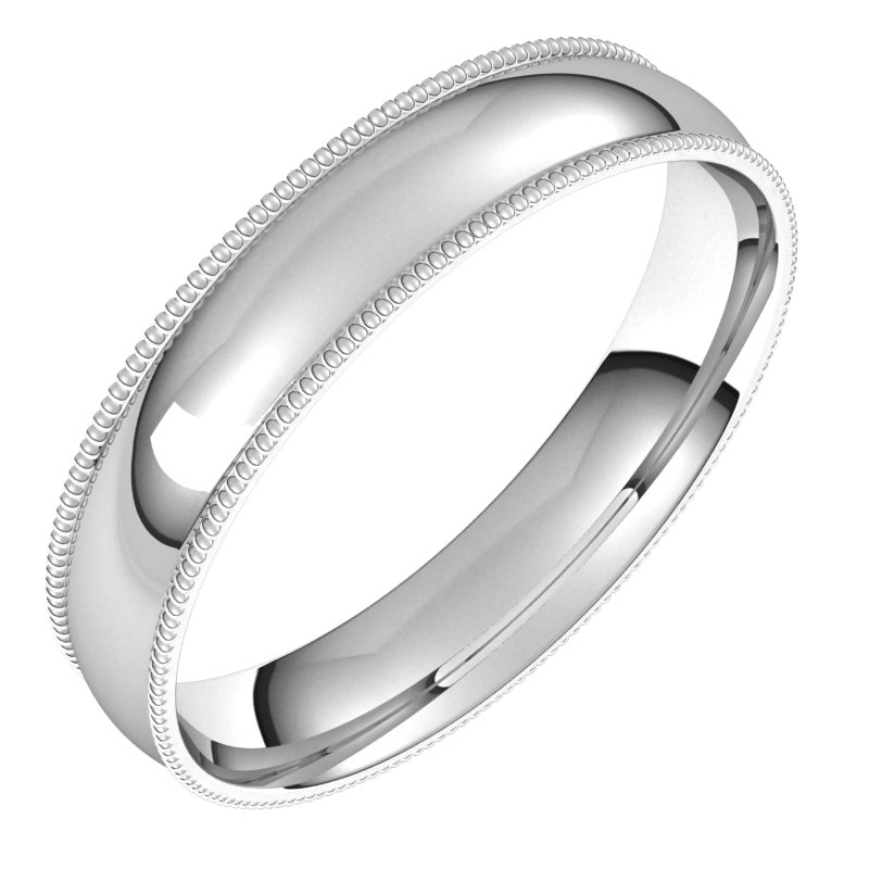 14K White 4 mm Milgrain Light Comfort Fit Band Size 8.5