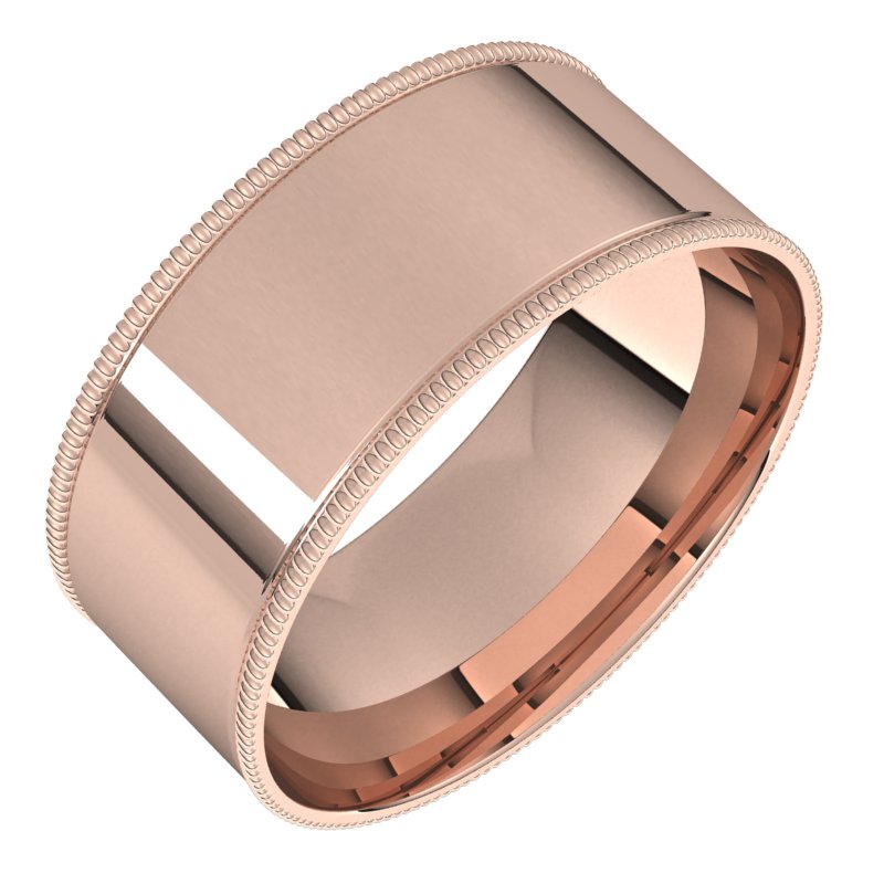 10K Rose 8 mm Milgrain Flat Comfort Fit Band Size 9 Ref 15018314