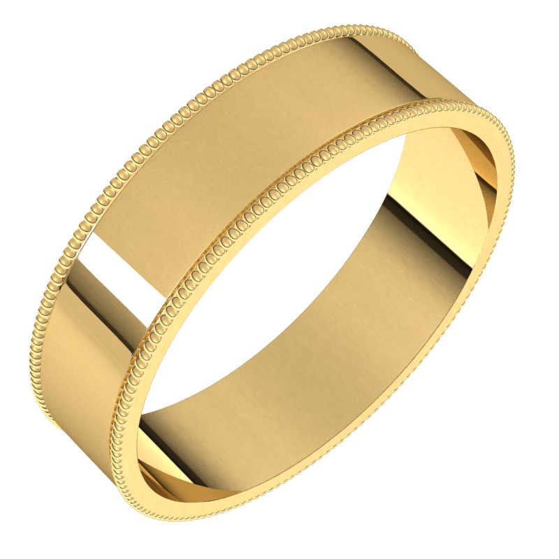 14K Yellow 5 mm Milgrain Flat Comfort Fit Band Size 10 Ref 15018164