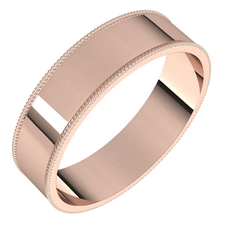 10K Rose 5 mm Milgrain Flat Comfort Fit Band Size 10.5 Ref 15018169