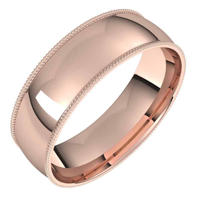 14K Rose 6 mm Milgrain Half Round Comfort Fit Light Band Size 10 Ref 3628950