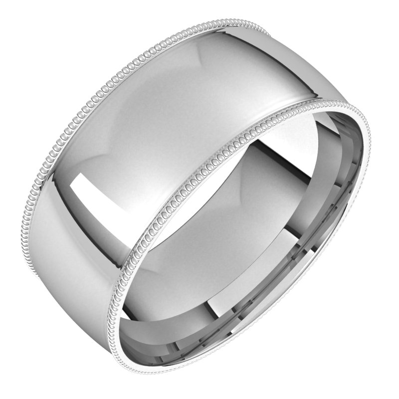 Palladium 8 mm Milgrain Half Round Comfort Fit Light Band Ref 12165599