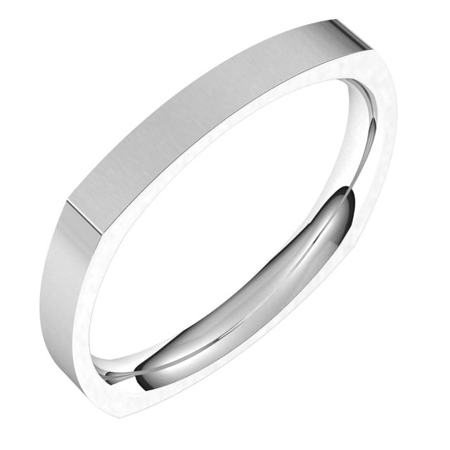 14K White 2.5 mm Square Comfort Fit Band Size 10.5