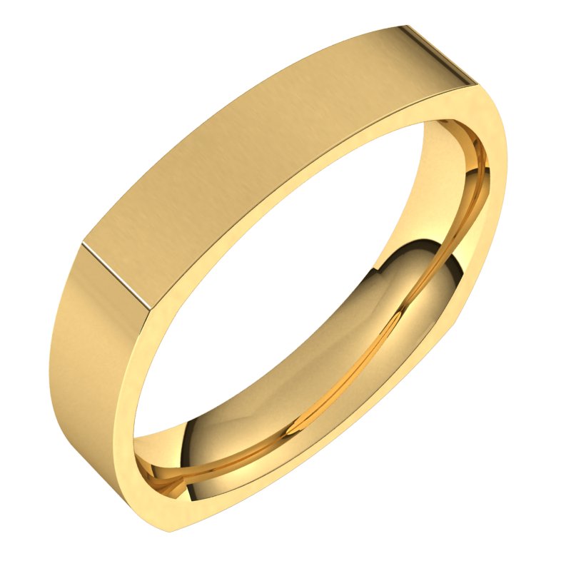 18K Yellow 4 mm Square Comfort Fit Band Size 9