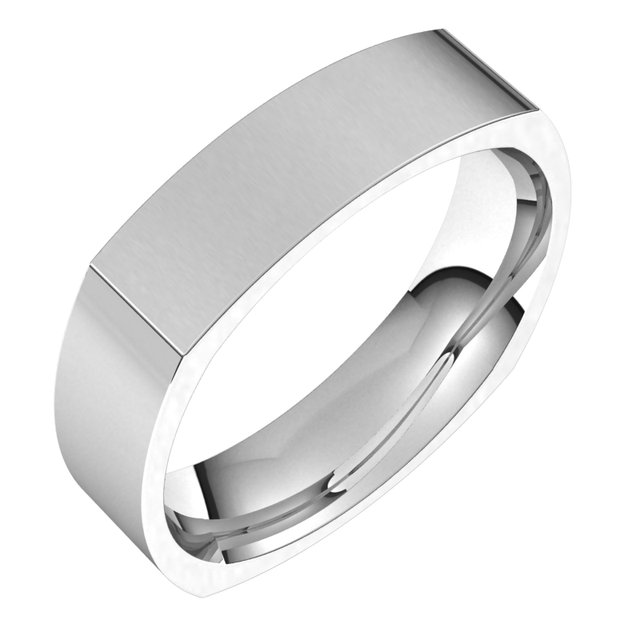 14K White 3 mm Square Comfort Fit Band Size 7