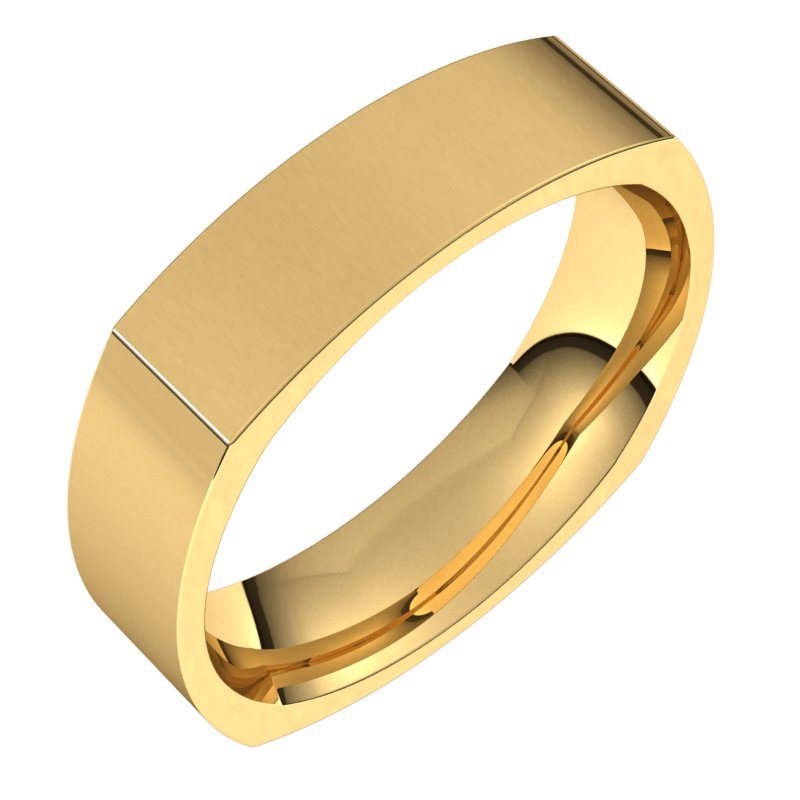 14K Yellow 5 mm Square Comfort Fit Band Size  9.5