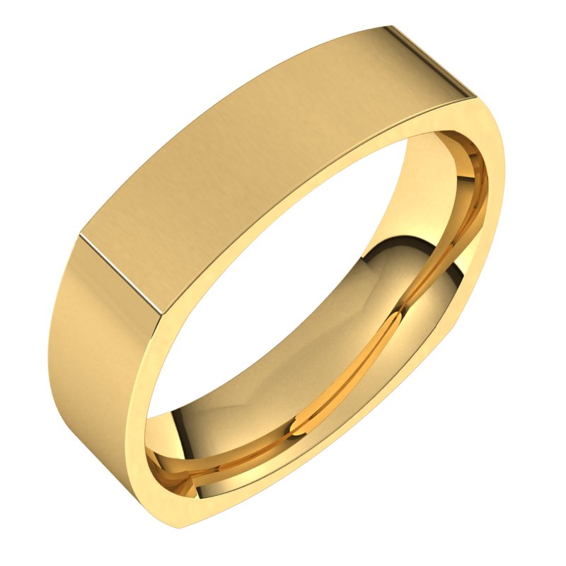 14K Yellow 5 mm Square Comfort Fit Band Size 7.5 Ref 12564965