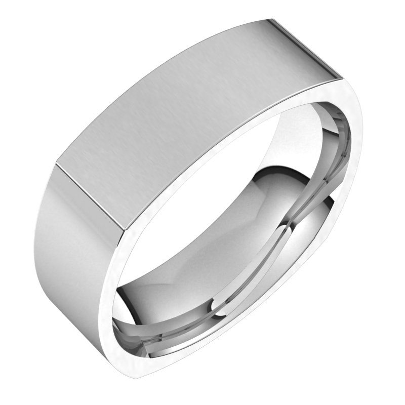 18K White 6 mm Square Comfort Fit Band Size 8