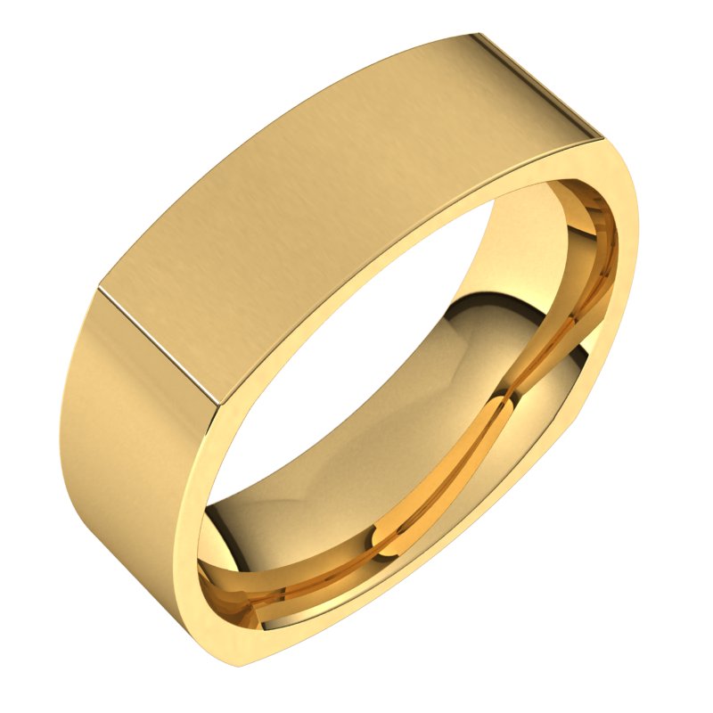 14K Yellow 6 mm Square Comfort Fit Band Size 11