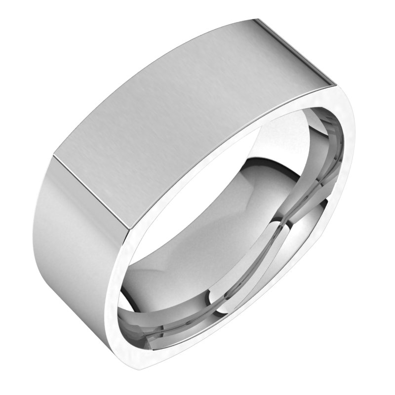 14K White 7 mm Square Comfort Fit Band Size 13