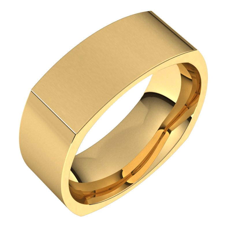 14K Yellow 7 mm Square Comfort Fit Band Size 10