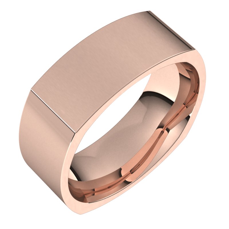 14K Rose 7 mm Square Comfort Fit Band Size 9.5 Ref 11583686