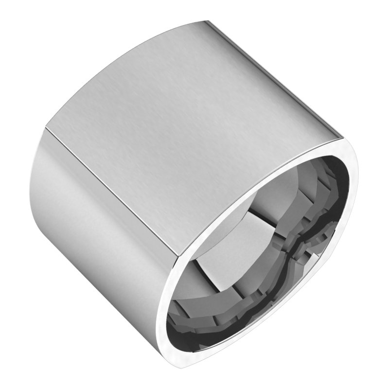 Sterling Silver 15 mm Square Comfort Fit Band Size 12