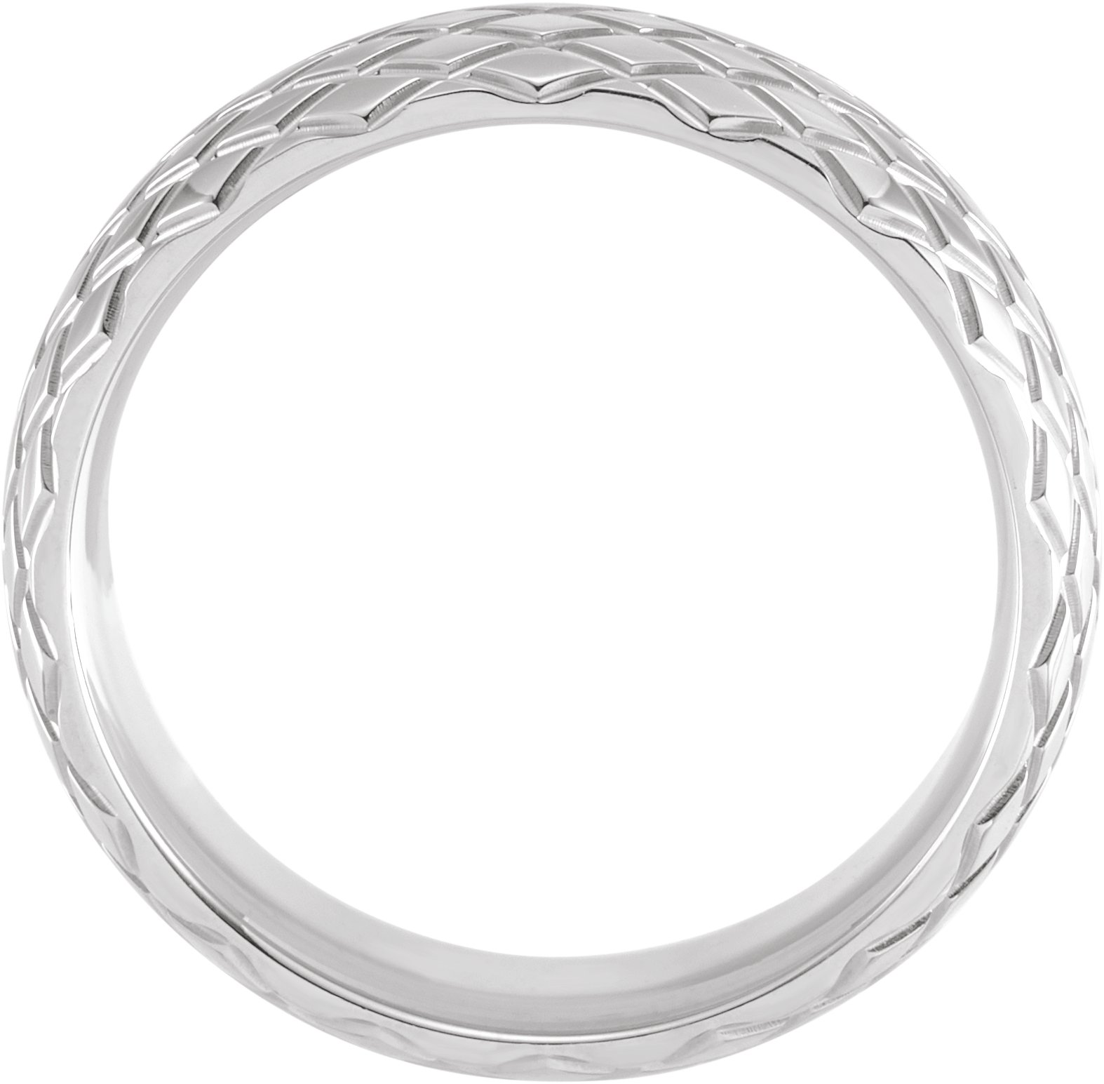 Alternative view of Patterned Comfort-Fit Band – 10K White Gold