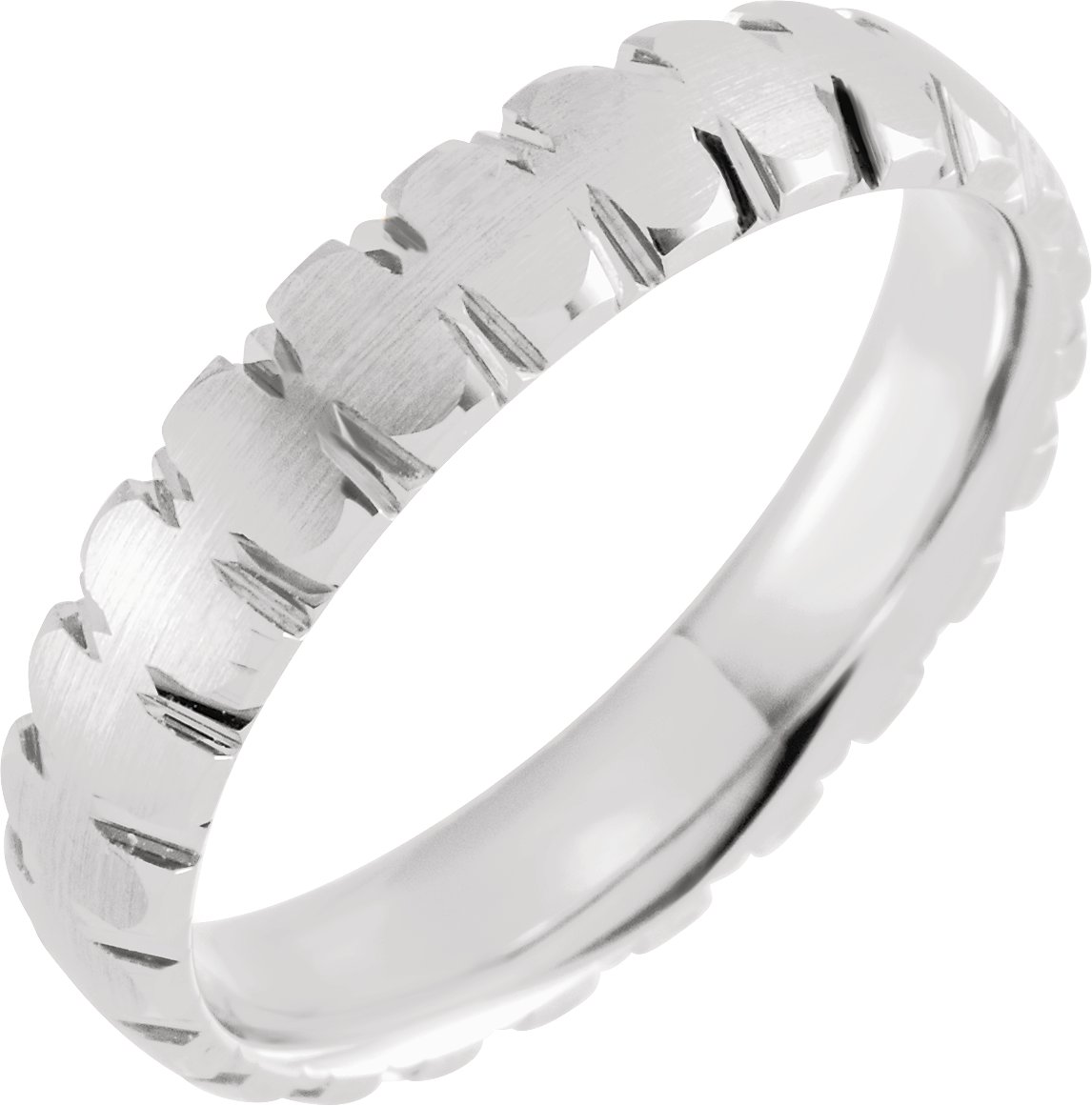 Curve Edge Band With Satin Finish – 10K White Gold