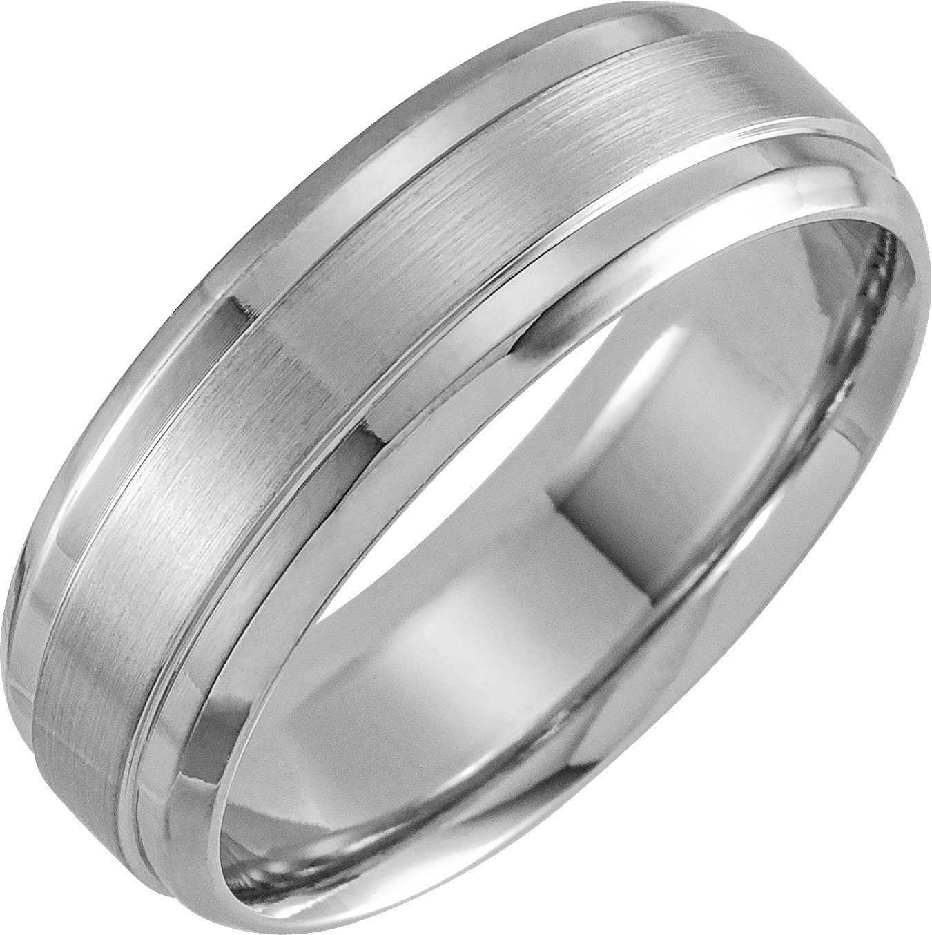 Platinum 7 mm Beveled-Edge Band with Satin Finish Size 9