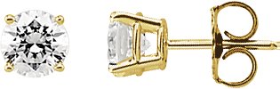 14K Yellow 5 mm Round Imitation White Cubic Zirconia  Stud Earring