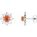 Sterling Silver Natural Mexican Fire Opal & 3/4 CTW Natural Diamond Earrings