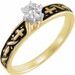 14K Yellow/White .03 CT Natural Diamond Solitaire Cross Engagement Ring 