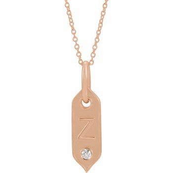 14K Rose Initial Z .05 CT Diamond 16 18 inch Necklace Ref. 16917279