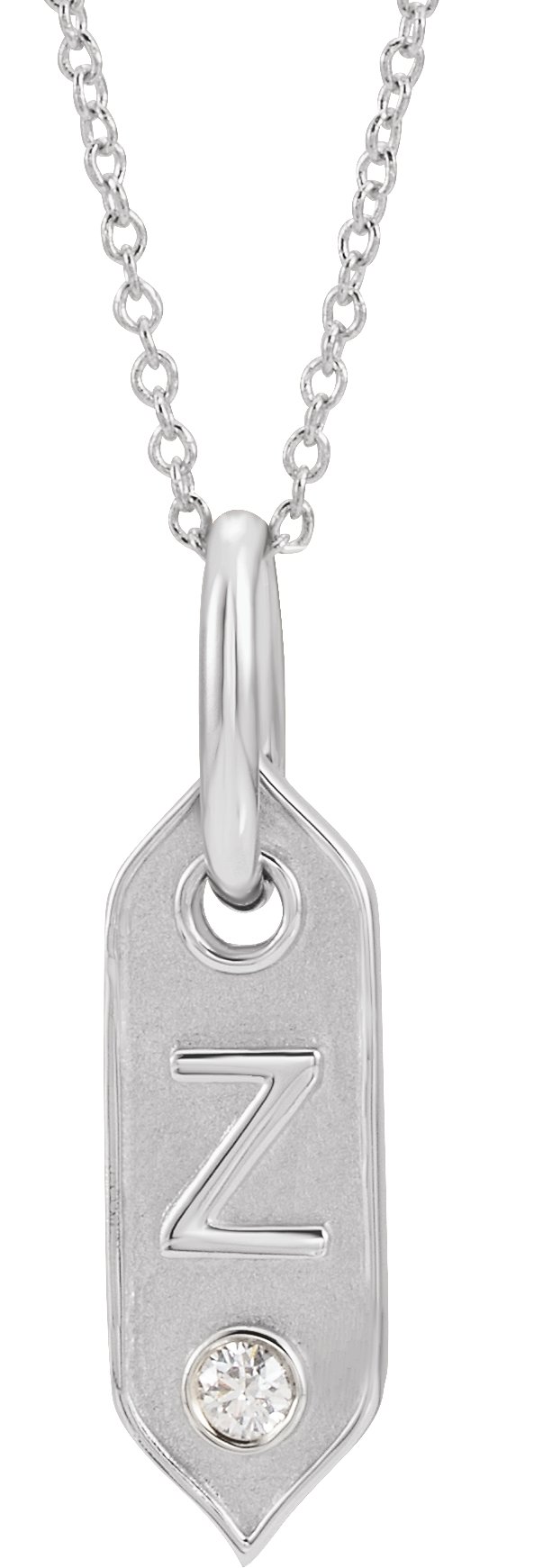 14K White Initial Z .05 CT Diamond 16 18 inch Necklace Ref. 16917278
