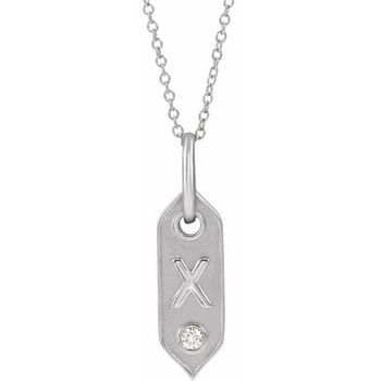 14K White Initial X .05 CT Diamond 16 18 inch Necklace Ref. 16917272